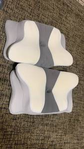 lot 1410 image: Pair of Contoured Support Pillows Gray and White