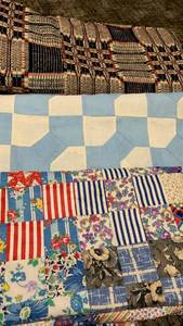 lot 1433 image: Fabric and remnant pieces of unfinished quilt