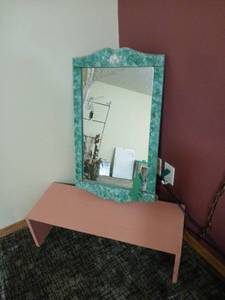 lot 2015 image: Lehoir Mirror Wall-Mount Wooden Frame Green hardware is loose 30x18, shelfbench decor 9x30x11