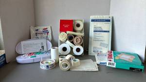 lot 3010 image: Medical First Aid Supplies Lot Tape Gauze Bandages Cold Pack