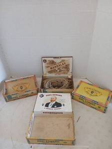 lot 3036 image: Cigar boxes and cordjute various styles and lengths
