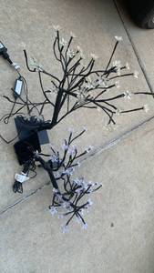 lot 3309 image: LED Lighted Branch Tree Decoration with Flower Lights and Power Adapter