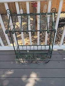 lot 971 image: Green Metal Cart.  32 x 22 x 12.5