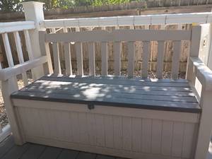 lot 973 image: Keter Outside Storage Bench.   34 x 55 x 24