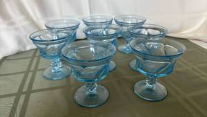 lot 1121 image: Fostoria Jamestown Eight Blue Glass Dessert Cups