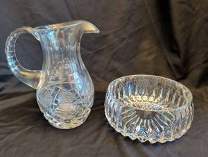 lot 1139 image: Cut Crystal Pitcher and Gorham Cut Crystal Bowl Althea Pattern
