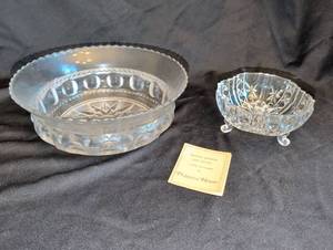 lot 1140 image: Princess House Lead Crystal pedestal dish, and vintage glass bowl