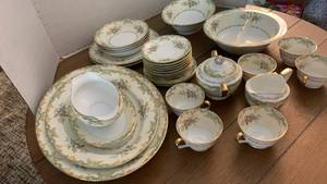 lot 1169 image: Noritake China Floral Dinnerware Set with Plates Bowls Cups Serving Dishes and Lid 25 plus pieces