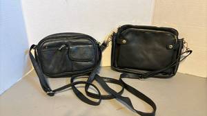 lot 1396 image: Black Crossbody Shoulder Bags Lot of 2 with Gold-Tone Hardware