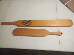 lot 2044 image: 2 Wooden Paddles.  Longest is 36.5in