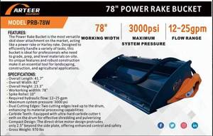 lot 9287 image: Unused ARTEER 78in Power Rake Skid Steer Bucket (PRB-78W)