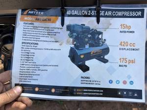 lot 9303 image: Unused ARTEER 40 Gallon Gas Air Compressor (ART-GAC40)