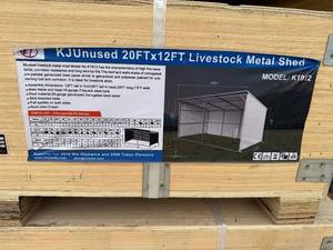 lot 9186 image: Unused KJ Metal 20x12ft Livestock Shed (K1912)