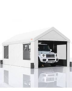 VEVOR Carport, 12 x 20 ft Heavy Duty Car Canopy with Roll-up Ventilated Windows, Extra Large Portable Garage with Removable Sidewalls, UV Resistant Tarp for SUV, Truck, Boat - Retail: $429