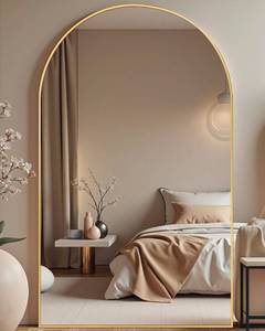 81"x41" Arched Full Length Mirror - Extra Large Floor Standing/Wall Mounted Mirror with Stand, Shatter-Resistant Gold Aluminum Frame for Bedroom, Living Room & Dressing Area - Retail: $189