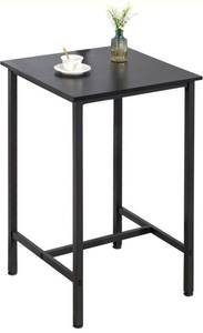 lot 19543 image: Finnhomy Bar Table, 23.6 Pub Table High Top Table, Square Bar Height Table, Counter Height Cocktail Table, Small Kitchen Table Set for 2, Breakfast for Kitchen, Living Room, Rustic Black - Retail $180