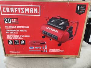 lot 19547 image: CRAFTSMAN Air Compressor, 2 Gallon Portable Air Compressor 13HP Max 125 PSI Oil-Free Light Weight with 10 PCS Accessory Kit - Retail $149