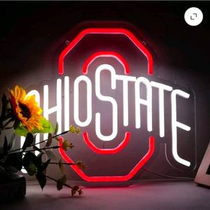 lot 19559 image: Red White Letter Neon Sign LED Wall Decor USB Powered Light with Switch for Bedroom Dorm Bar Decoration - Retail $0