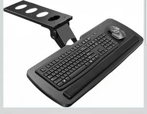 lot 19584 image: HUANUO Under Desk Keyboard Tray, 360 Degree Adjustable Mouse Platform25 x 9.84 inch tray, wrist rest, 6.3 inch height adjustment, slide-out design, tilt and swivel for typing comfort - Retail $89