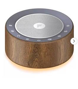 lot 19592 image: Letsfit White Noise Machine with 7-Color Night Lights, 30 High Fidelity Soundtracks, Full Touch Metal Grille and Buttons - T3 - Wood - Retail $39