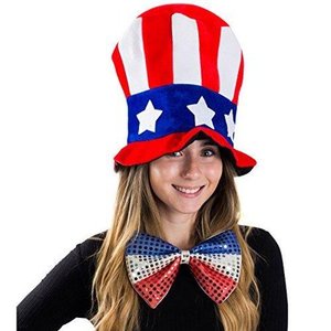 lot 19633 image: Tigerdoe American Flag Hat - Uncle Sam Costume - Patriotic Accessories - Forth of July Hats (2 Pc. Uncle Sam Costume Set)