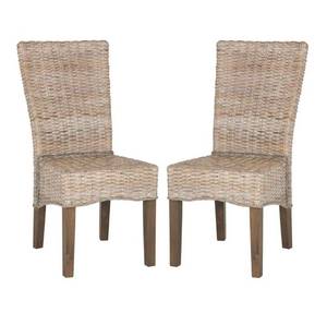 lot 19643 image: Ozias Wicker Dining Chair-ColorWhite Washed,QuantitySet of 2 - Retail $363