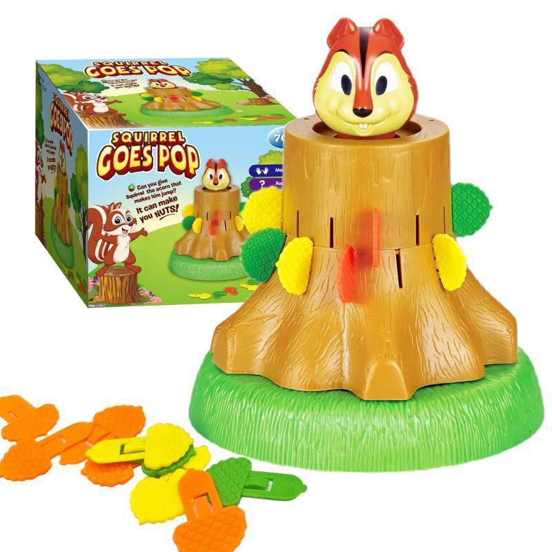 lot 47055 image: Pop Up Board Game,Pop The Squirrel Family Game for 2-4 Players. BASE DAMAGED. - Retail $20