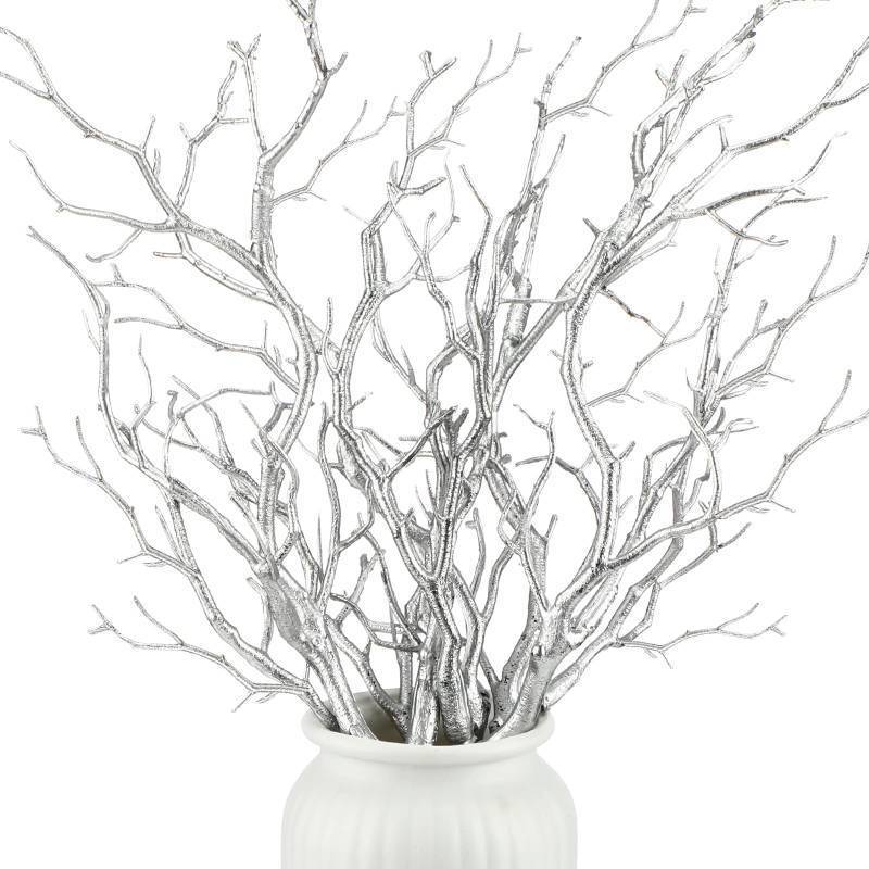 lot 47066 image: 10 Pieces Manzanita Branches for Vase, Faux Plastic,Silver - Retail $26