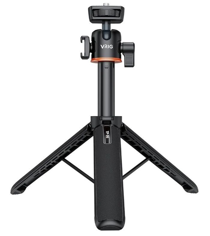 lot 64331 image: TP-06 Portable Selfie Stick Tripod Stand Aluminum Alloy with 14 Inch Screw Cold Shoe Mount 360° Rotatable Ballhead 55cm21.6in Max. Height 1.5kg Load Capacity for Vlog Live Streaming Selfie - Retail $20