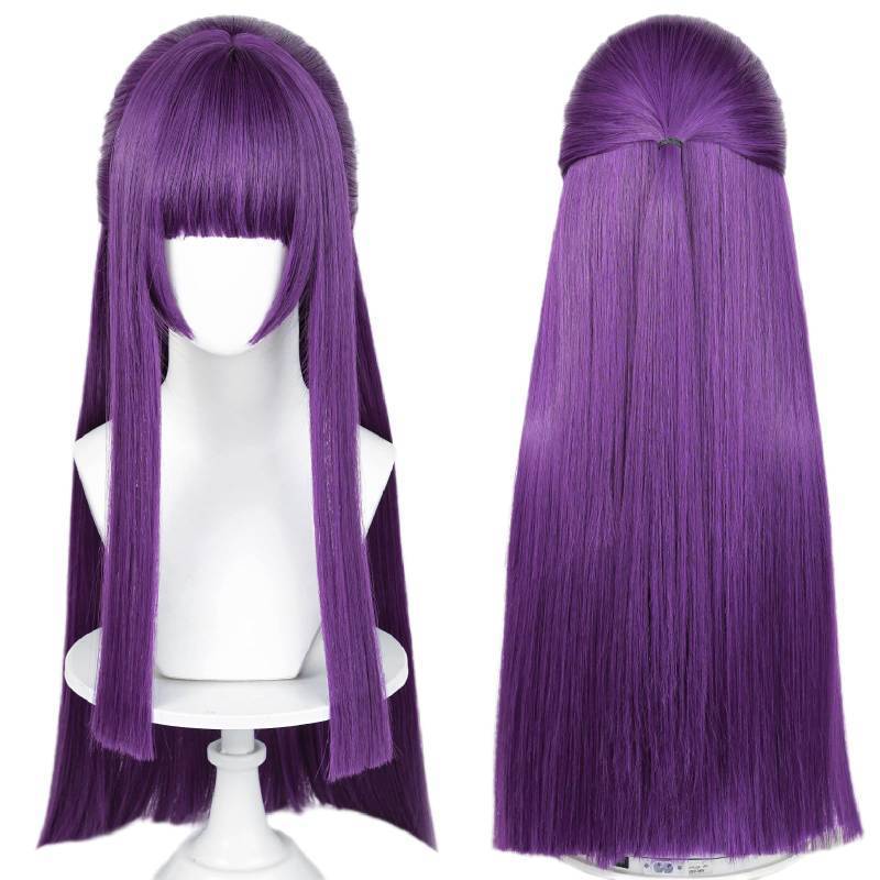lot 64299 image: Wiggy Mermaid Fern Cosplay Wig for Sousou no Frieren Long Purple Straight Wig with Bangs  Wig Cap for Halloween Christians Costume - Retail $25