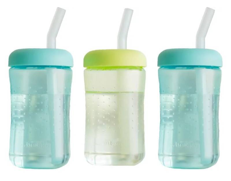 lot 64315 image: The First Years Squeeze & Sip Straw Cups - 7 Oz - 3 CountToddler Straw Cups, 7 Oz Cups, 3 Count, Ages 6 Months And Up, Top-Rack Dishwasher Safe, Made Without BPA - Retail $13