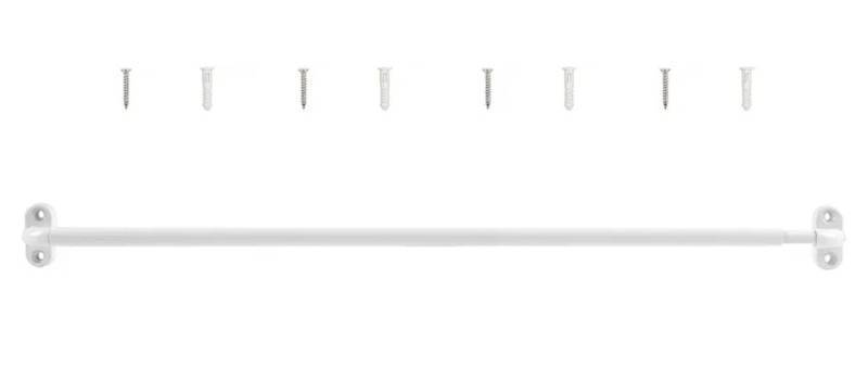 lot 64305 image: French Door Curtain Rod Adjustable 18-30 Inch, 38 In. Diameter, Cafe Curtain Rod, Sash Curtain Rods for Door Window (White) - Retail $10