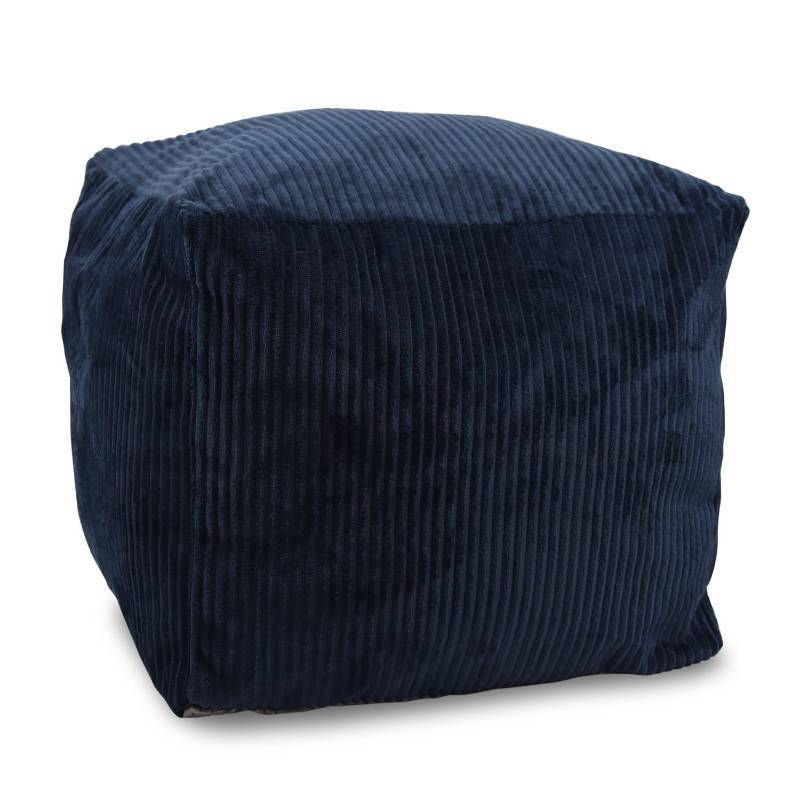 lot 64276 image: Square Corduroy Pouf Cover Only, 20x 16 Unstuffed Decorative Ottoman Foot Stool Rest, Washable Storage Bean Bag Chair Floor Pouf Covers for Living Room Bedroom, Navy Blue, NEEDS WASHING. - Retail $20
