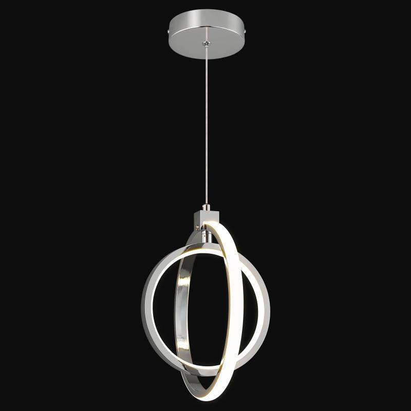 lot 64261 image: Modern LED Chandelier Chrome Ring Pendant Light Fixtures 4000K Dimmable Height Adjustable Pendant Lighting for Dining Room Kitchen Island Bedroom Living Room Foyer��1-Pack���� - Retail $85