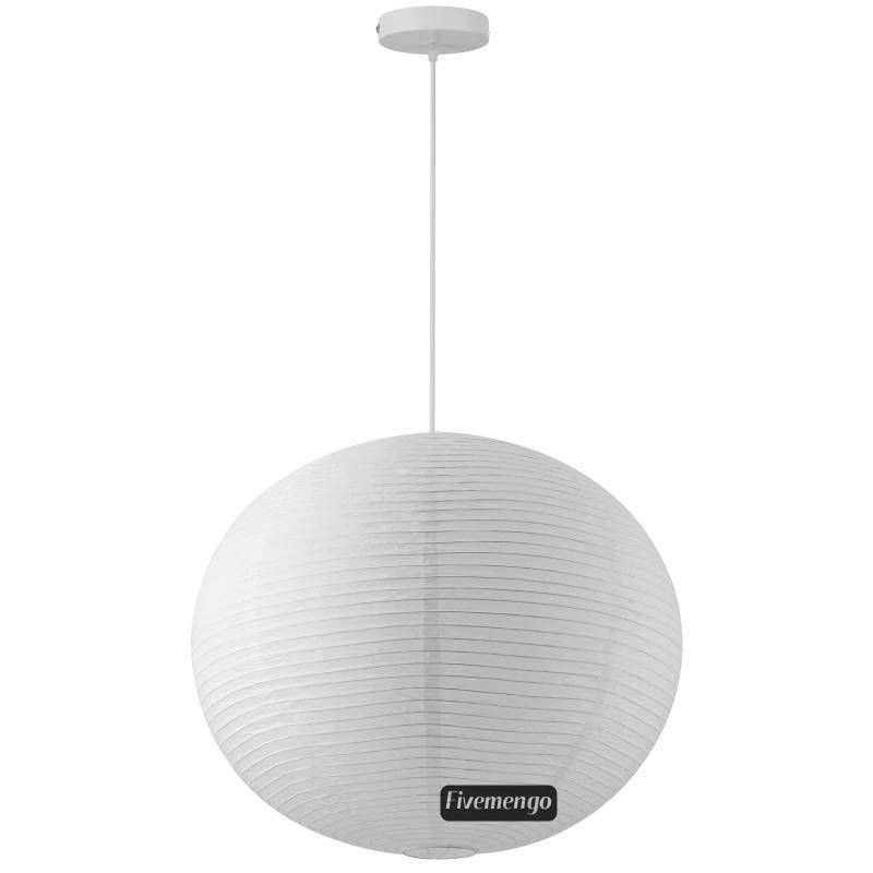 lot 64271 image: Large Paper Lamp Pendant Light Kit, 23.6in White Globe Lantern - Retail $80