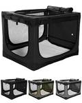 30 x 21 x 21 in 4-Door Collapsible Soft-Sided Mesh Dog Crate, Black - Retail: $80