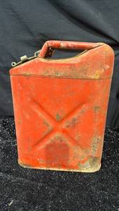 Red Metal Fuel Can with Handle and Cap