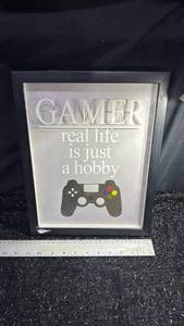 lot 9 image: Gamer Real Life is Just a Hobby Framed Wall Art Print