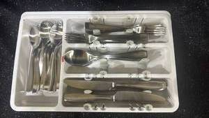 lot 28 image: Tomodachi Flatware Utensil Set with White Organizer Tray