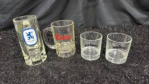 lot 55 image: Brewery Promotional Glassware Lot Lowenbrau Coors Jack Daniels 4 Pieces