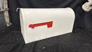 lot 61 image: White Rural Mailbox with Red Flag