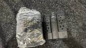 lot 64 image: Globe 6-Outlet Power Strip Surge Protector with Wall-Mounted Option