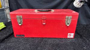 lot 66 image: International Red Metal Tool Box with Tools