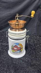 lot 70 image: Chestnut Creek Coffee Grinder with Ceramic Base and Brass Bowl