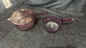 lot 98 image: Visions Cookware 2-Piece Pot and Saucepan Set with Lids