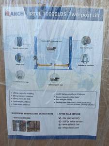 lot 6960 image: Unused 2025 IR TPL (1) Two Post Car Lift 10,000 LBS (Blue)