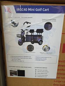 lot 6974 image: IRGC40 Electric Mini Golf Cart - 2-Seater Blue
