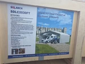 lot 8020 image: 20x30 All-Steel Carport with Enclosed Sidewalls - SDLC2030FT