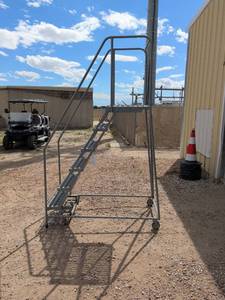 lot 8068 image: Mobile Work Platform Ladder 450 lbs Max Load