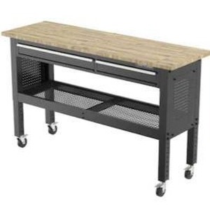 lot 21388 image: Craftsman 72-in Rolling Work Bench with Wood Top- Retail $549